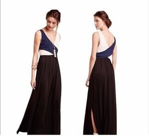 Anthropologie Maeve Elysian Maxi Dress Size XS Black Blue Ivory Colorblock Tank